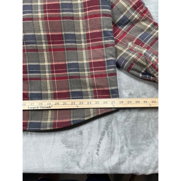 Basic Editions Men's Plaid Fleece Lined Shirt Jacket Size XL Red Gray Blue Warm - Picture 11 of 13